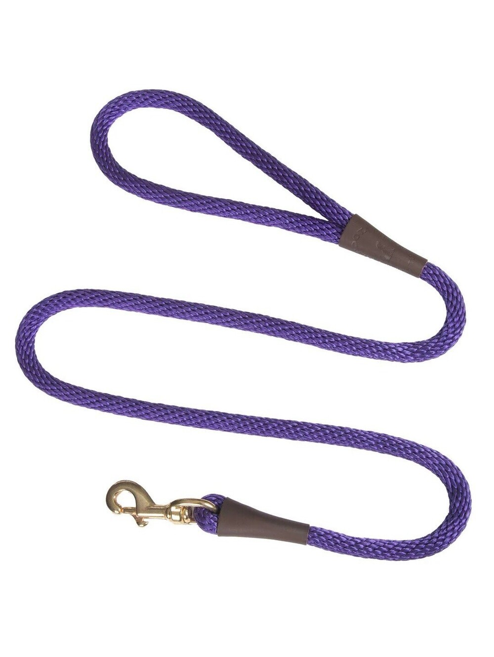 (RGB1) Mendota Pet Large Snap Leash 1/2inx6ft British Style Rope Leash Purple